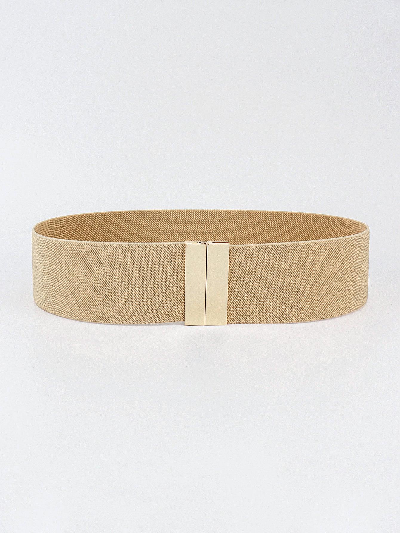 Alloy Buckle Elastic Belt Tan One Size
