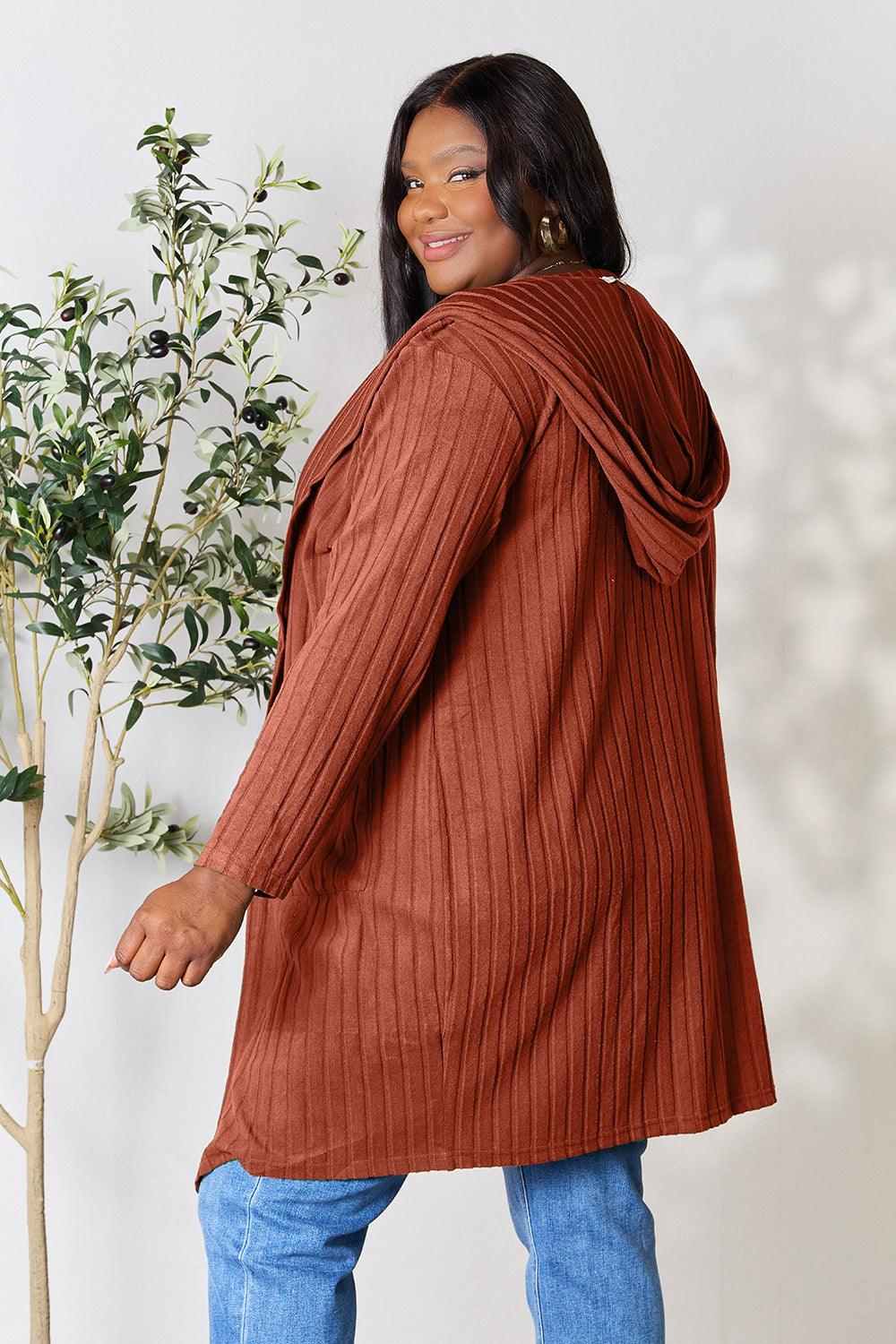 Basic Bae Full Size Hooded Sweater Cardigan for Ultimate Comfort