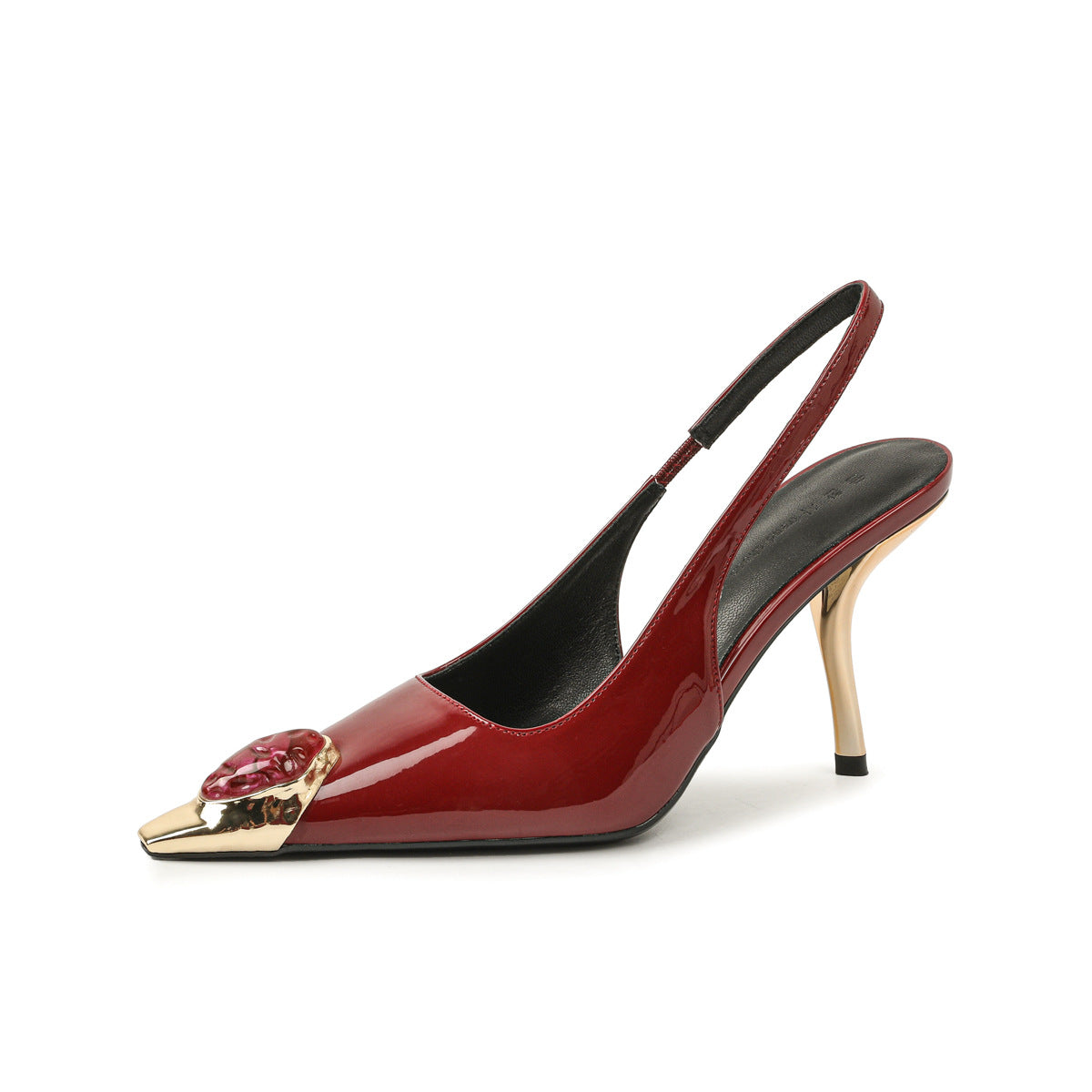 Point Toe Stiletto Slingback Pumps Burgundy