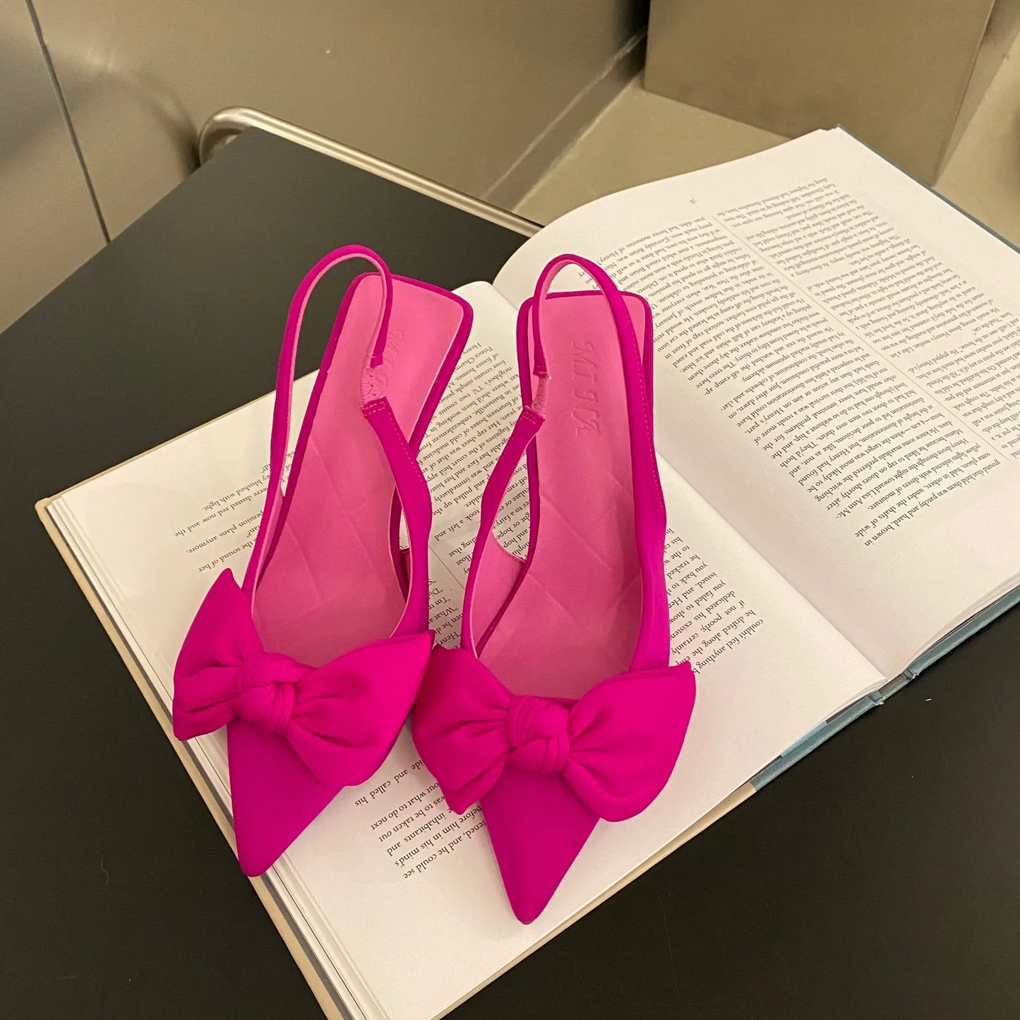 Point Toe Stiletto Pumps Hot Pink