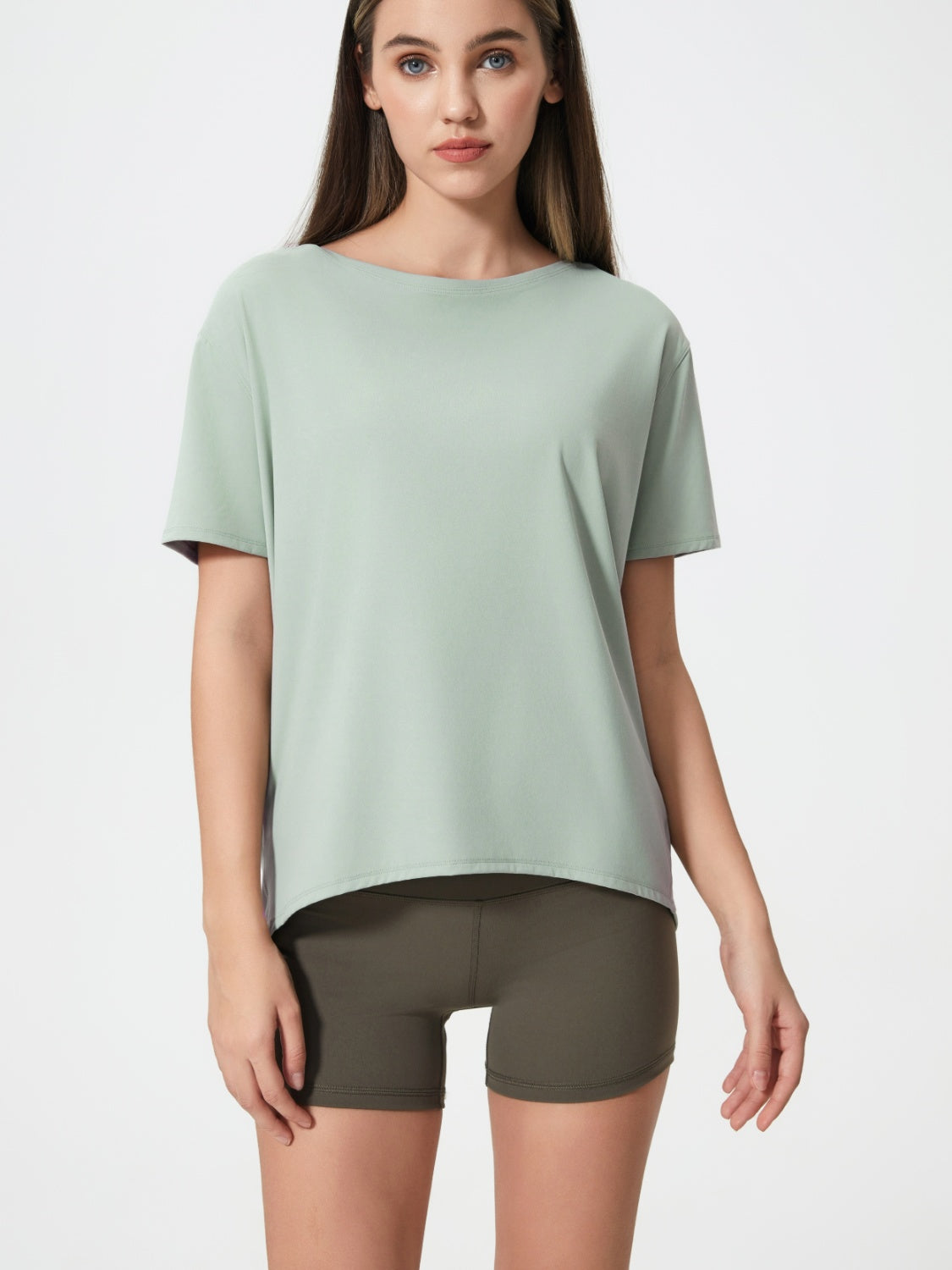 Millennia Round Neck Short Sleeve Active T-Shirt Light Green