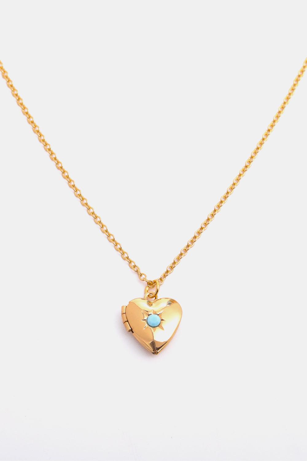 Zircon Heart Shape 14K Gold-Plated Pendant Necklace December One Size