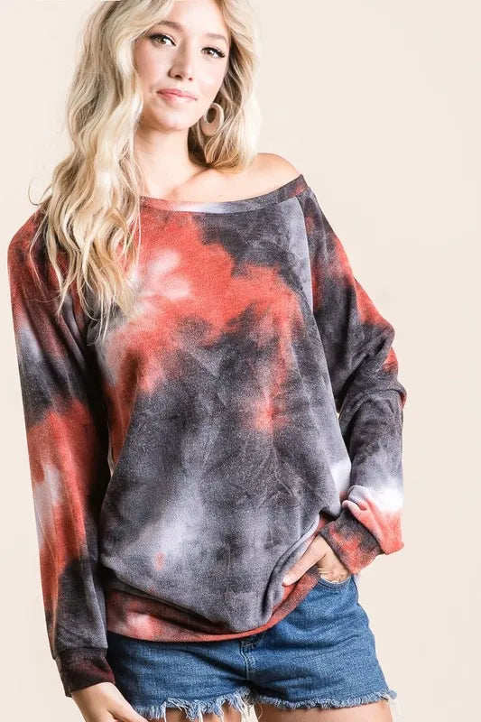 BiBi Tie Dye Sweater Knit Top