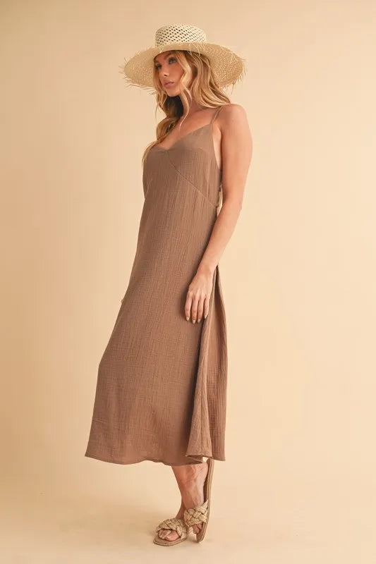 Aemi+Co Side Button Midi Cami Dress