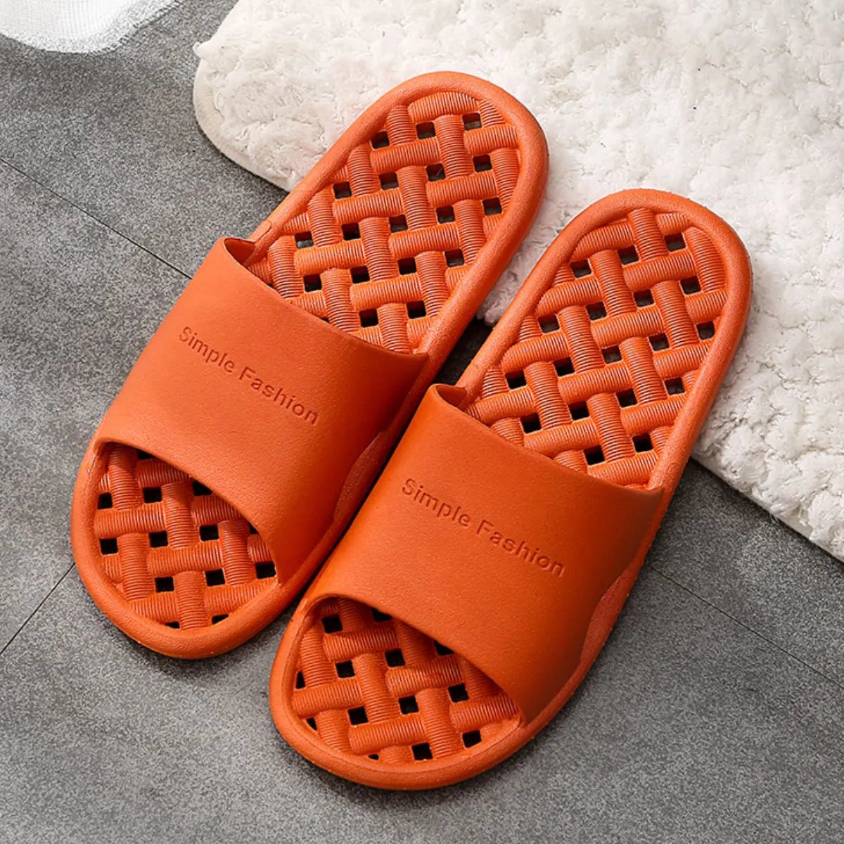 Open Toe Platform Slippers Orange