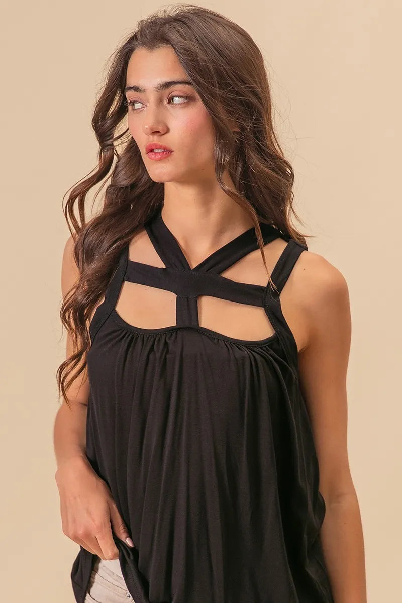BiBi Rayon Span Jersey Cut Out with Straps Detailed