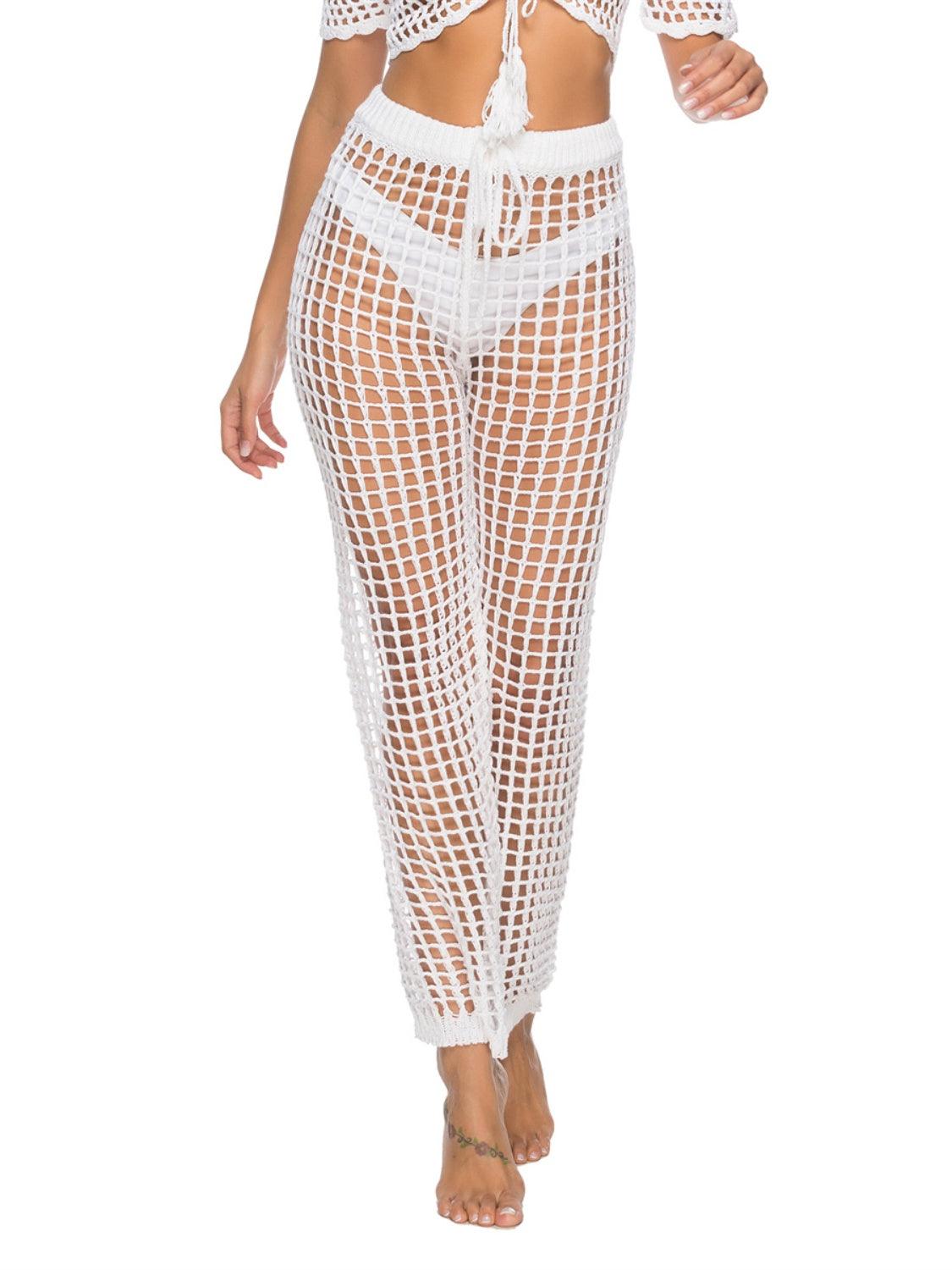Cutout High Waist Swim Pants White