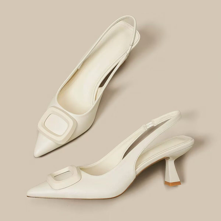 Slingback Pointed Toe Pumps White