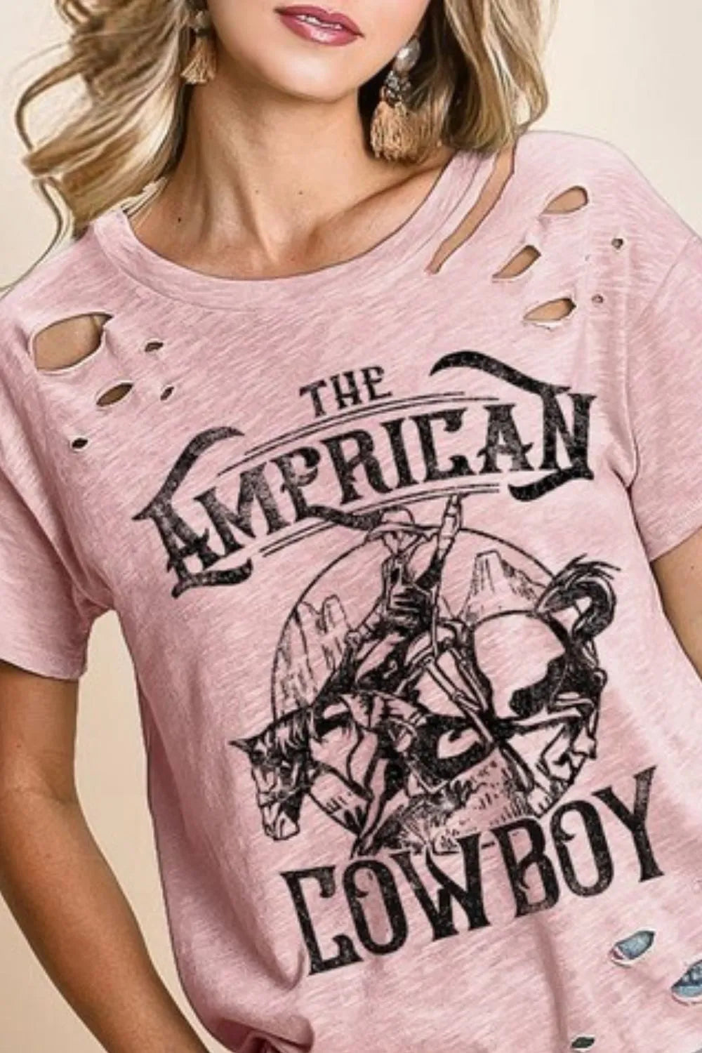 BiBi Cotton Slub Laser Top American Cow Boy Graphic