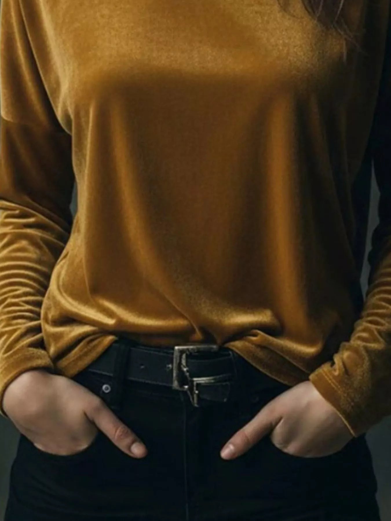 Full Size Velvet Long Sleeve T-Shirt Plus Size