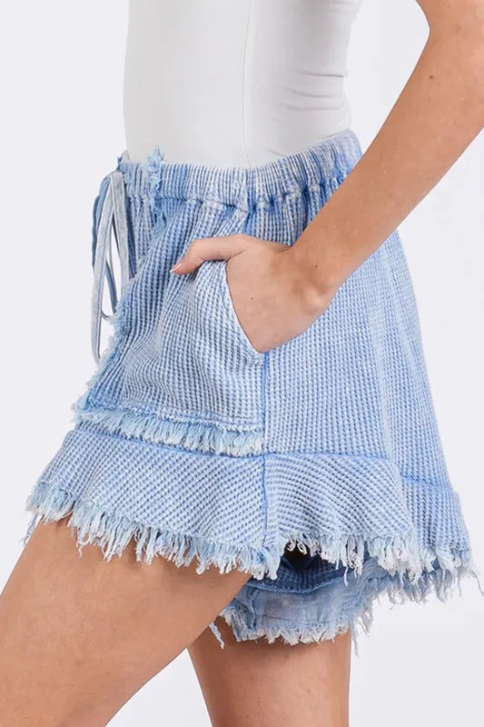 SAGE + FIG Mineral Washed Vintage Raw Hem Shorts