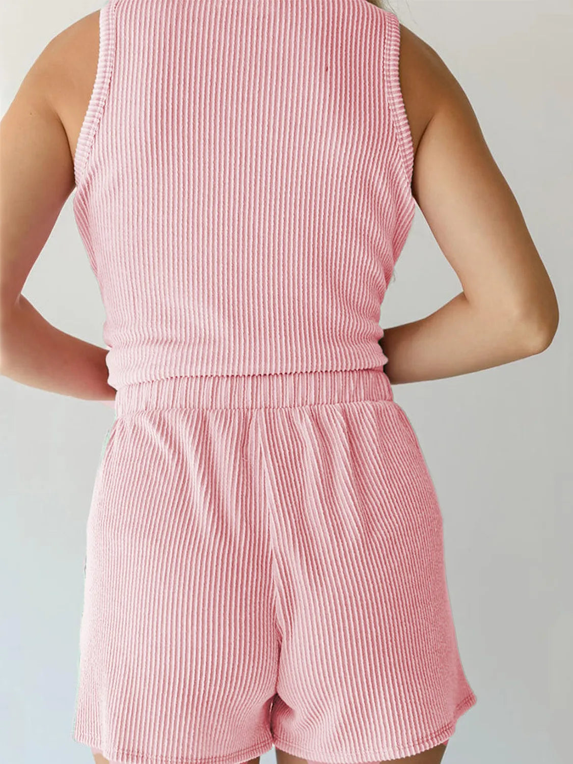 Round Neck Sleeveless Top and Shorts Set