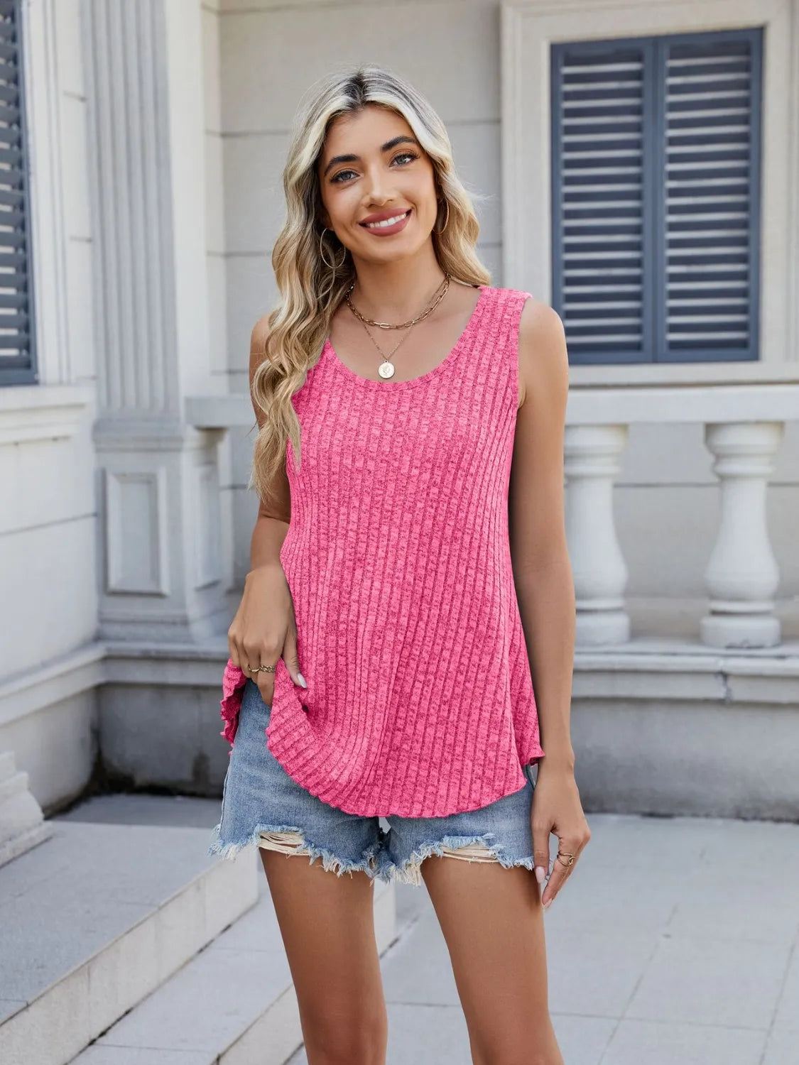 Ribbed Round Neck Tank