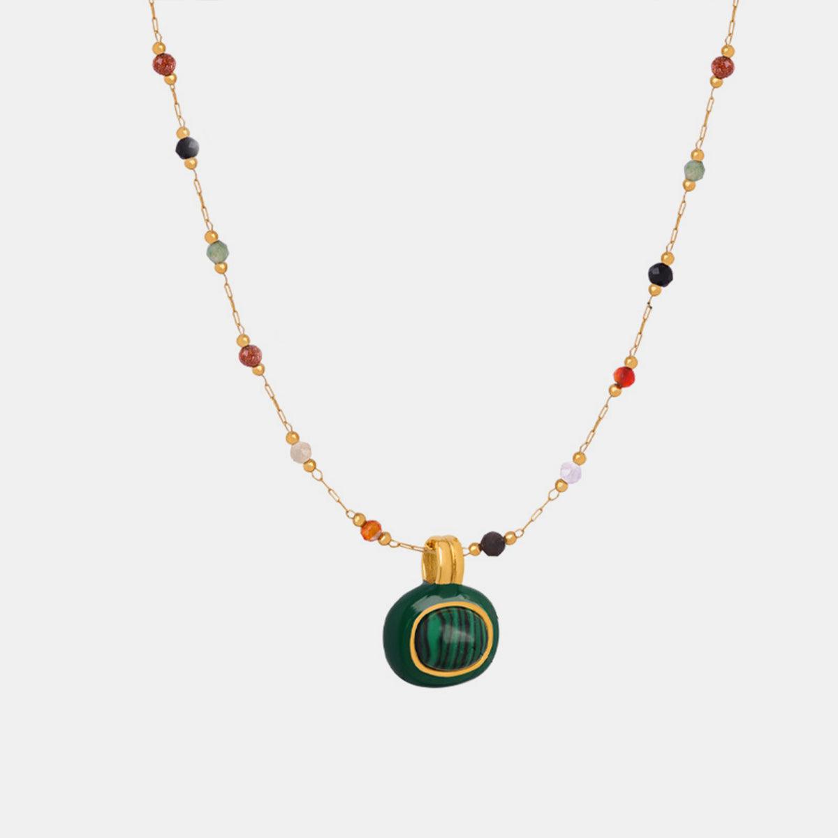 Titanium Steel Gold-plated Bead Necklace Style A One Size