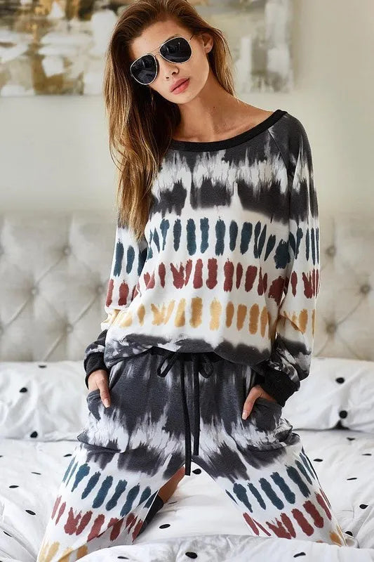 BiBi Tie Dye Print French Terry Top