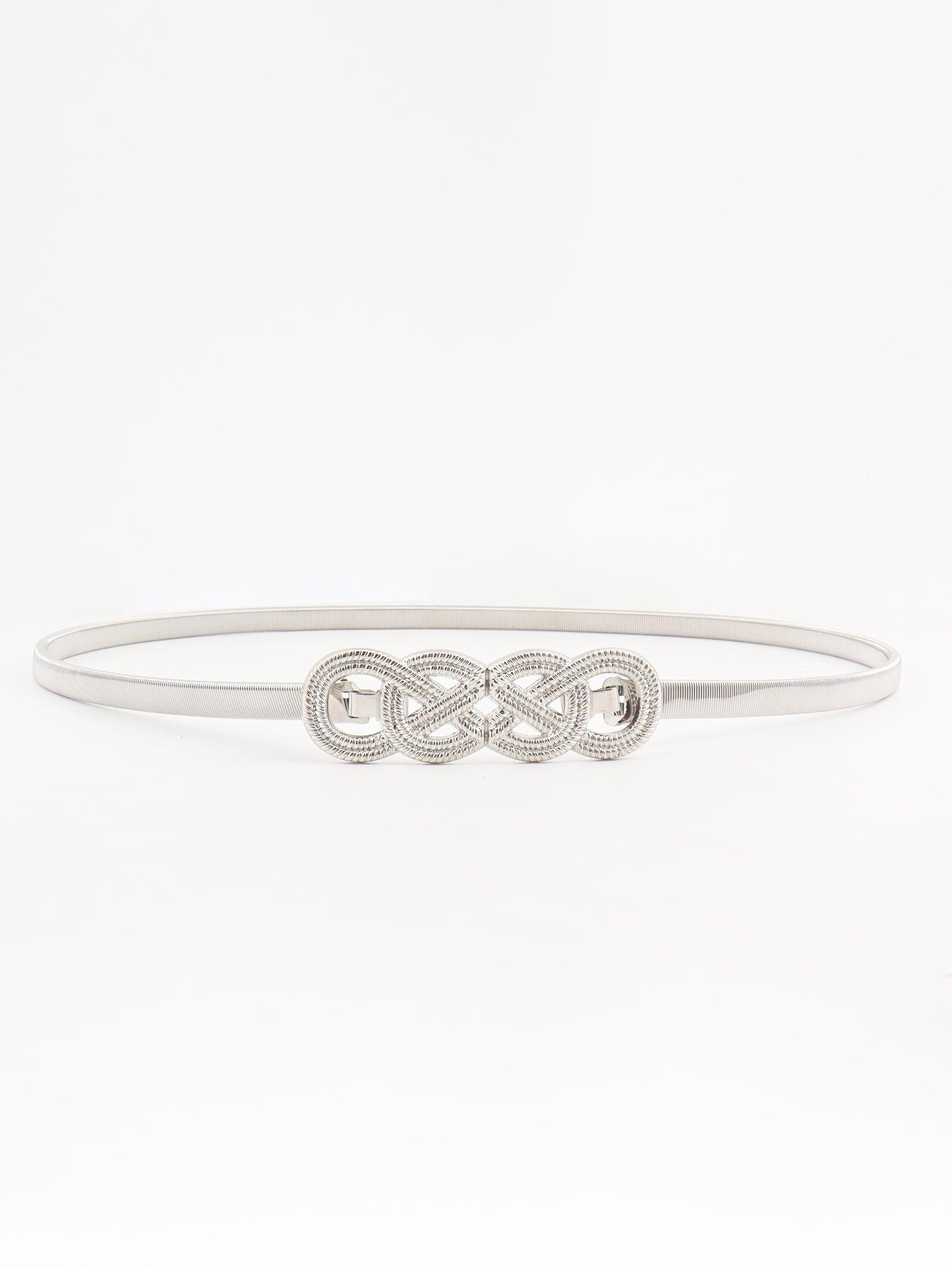Knot Buckle Metal Belt Silver One Size
