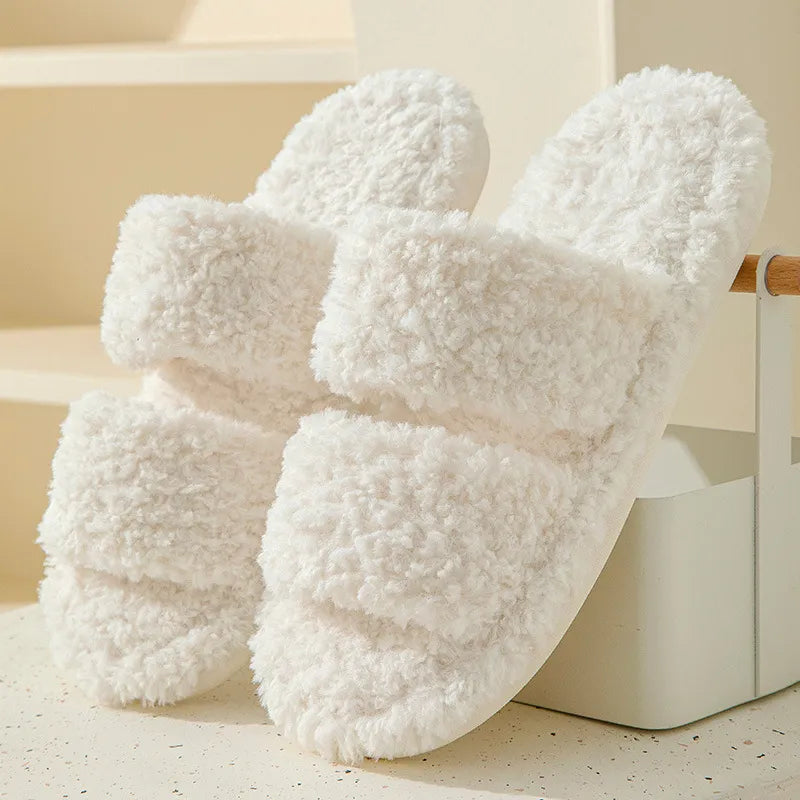 Open Toe Flats Slippers Cream