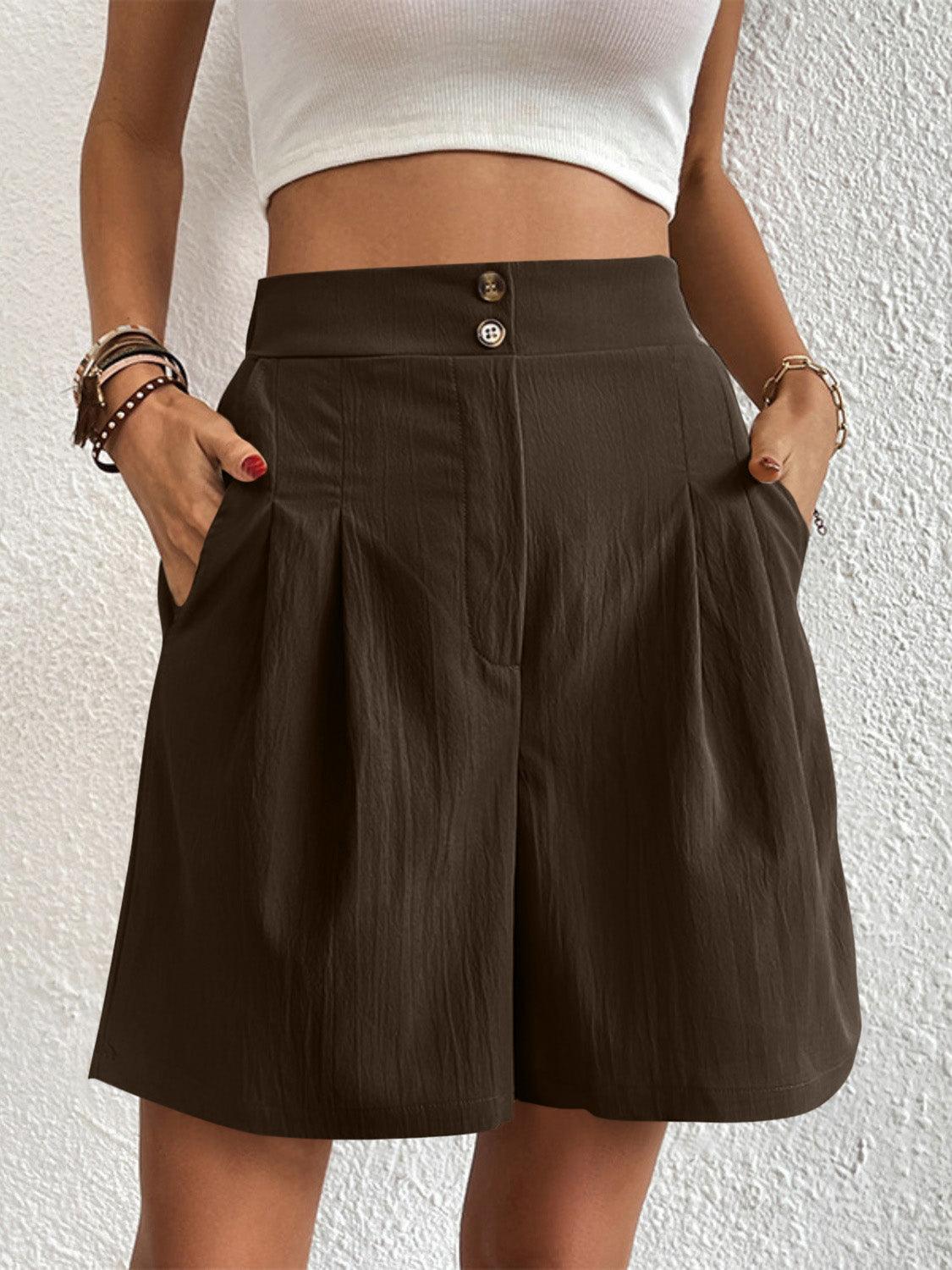 High Waist Shorts with Pockets Chocolate