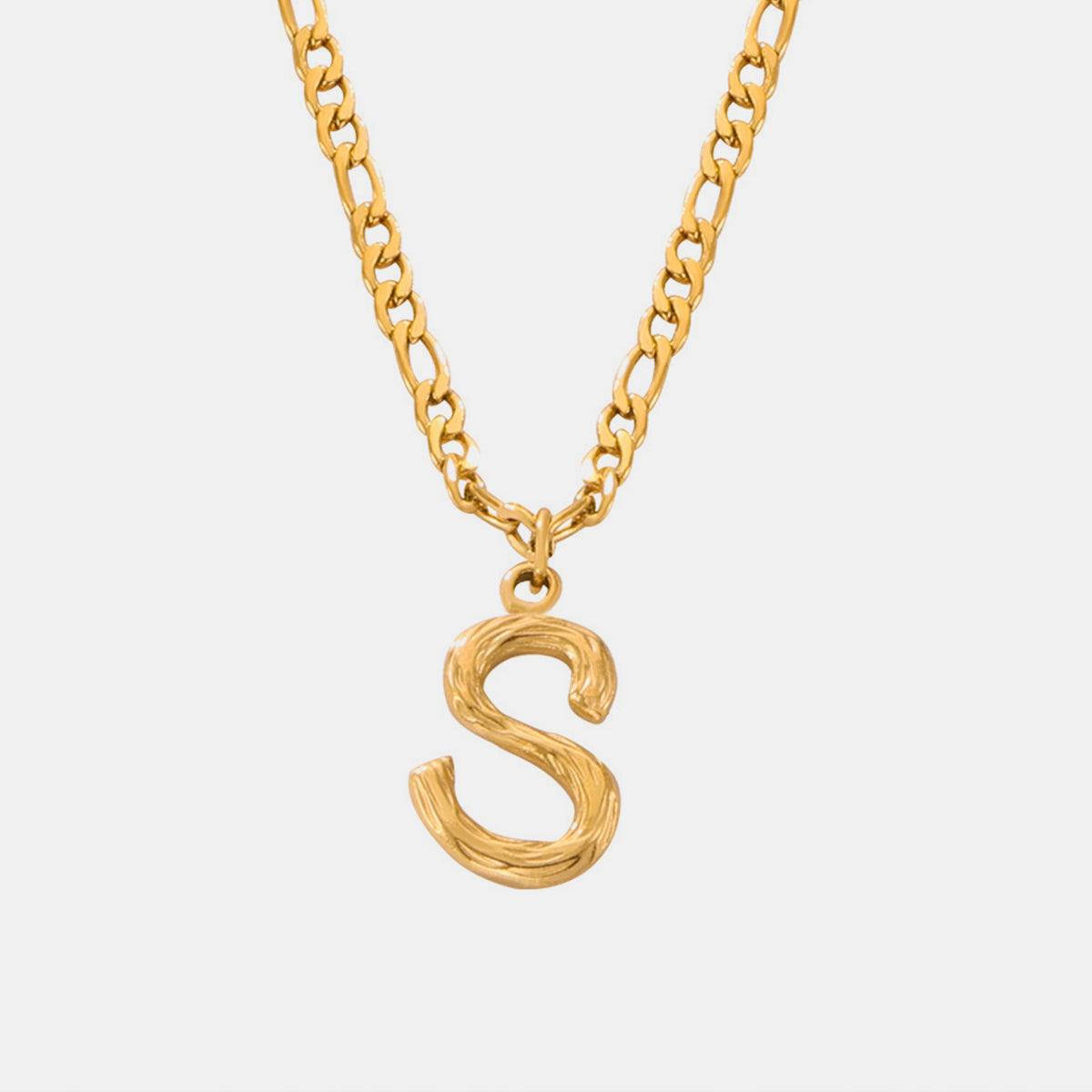 Titanium Steel Letter Pendant Necklace Style S One Size