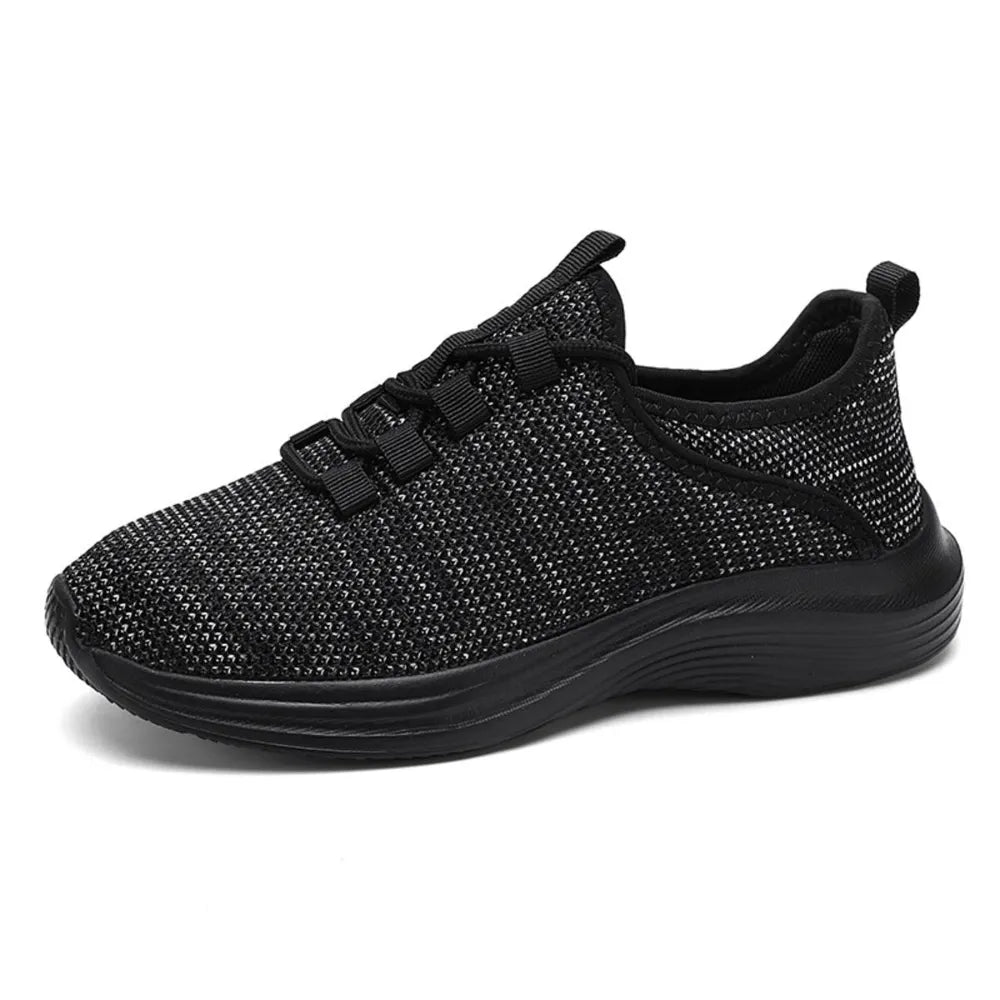 Mesh Breathable Lace Up Athletic Black