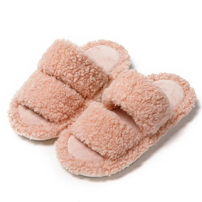 Open Toe Flats Slippers Blush Pink