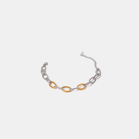 18K Gold-Plated Stainless Steel Bracelet Silver One Size