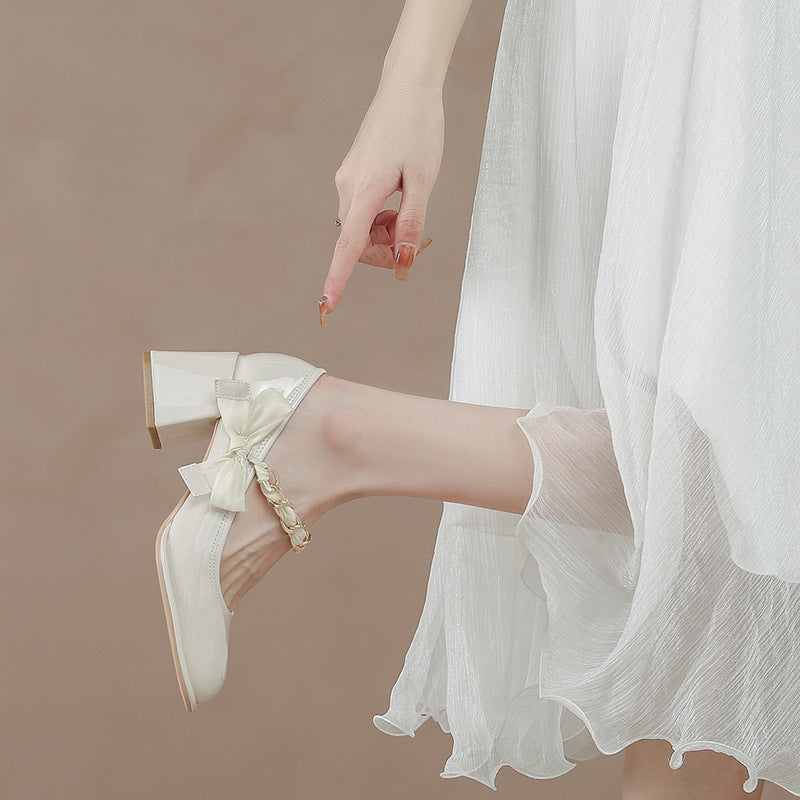 Round Toe Block Heels Pumps