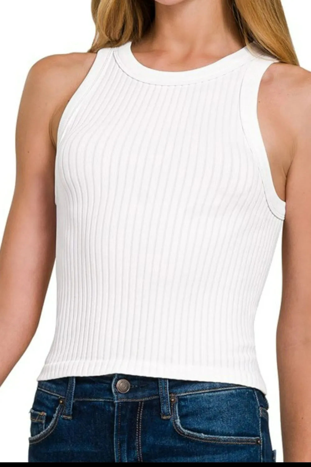 Zenana Seamless Ribbed Crop Tank