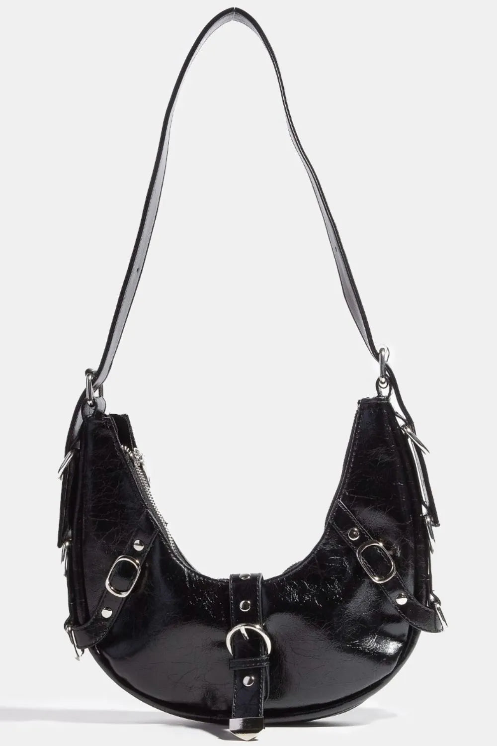 Fame Multi Belt Strap Accent Shoulder Bag BK One Size