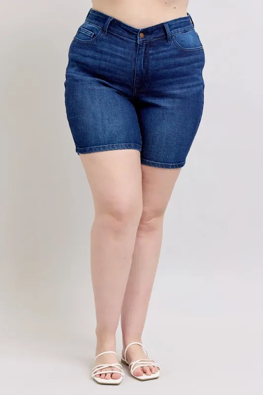 Judy Blue Full Size High Waist V-Front Bermuda Plus Size