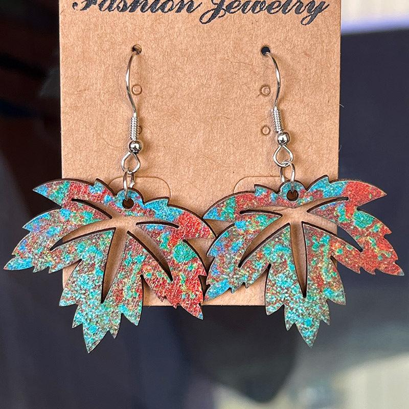 Wooden Dangle Earrings Style A One Size