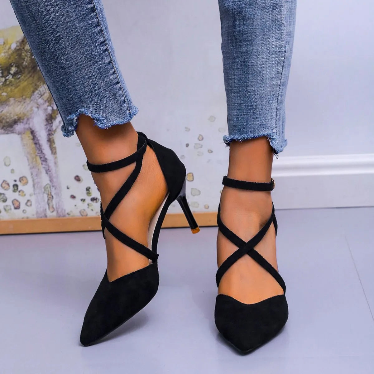 Point Toe Kitten Heels Pumps Black