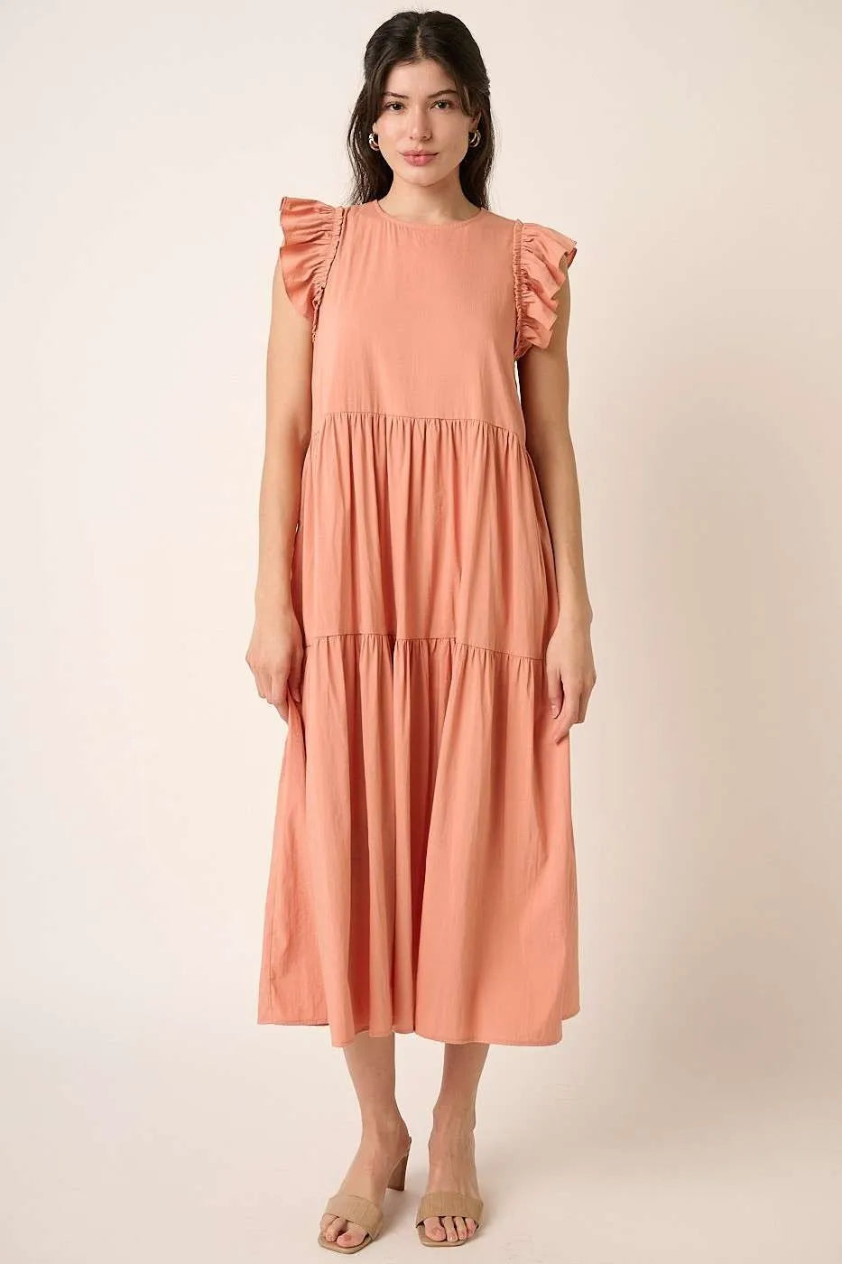 Mittoshop Ruffle Short Sleeve Tiered Maxi Dress