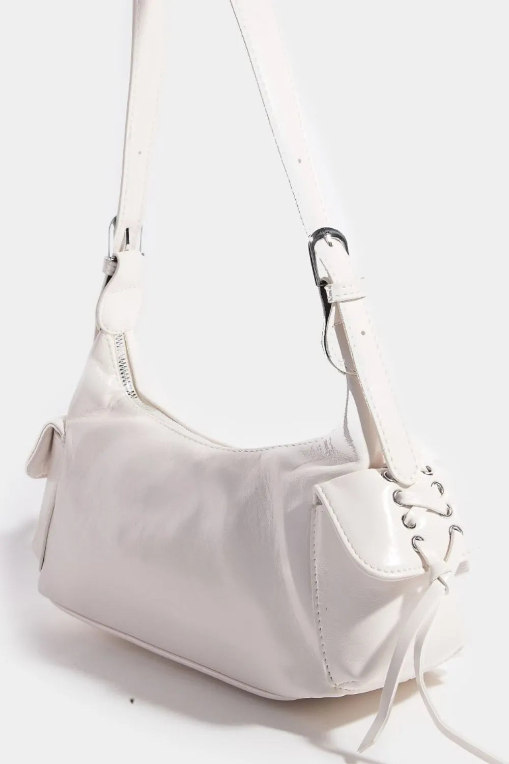 Fame Braided Accent Double Pocket Shoulder Bag