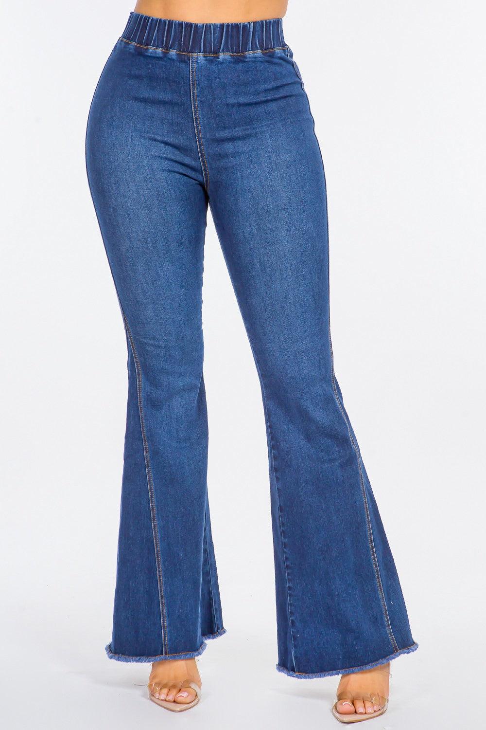 American Bazi High Waist Curvy Flare Jeans DK Blue