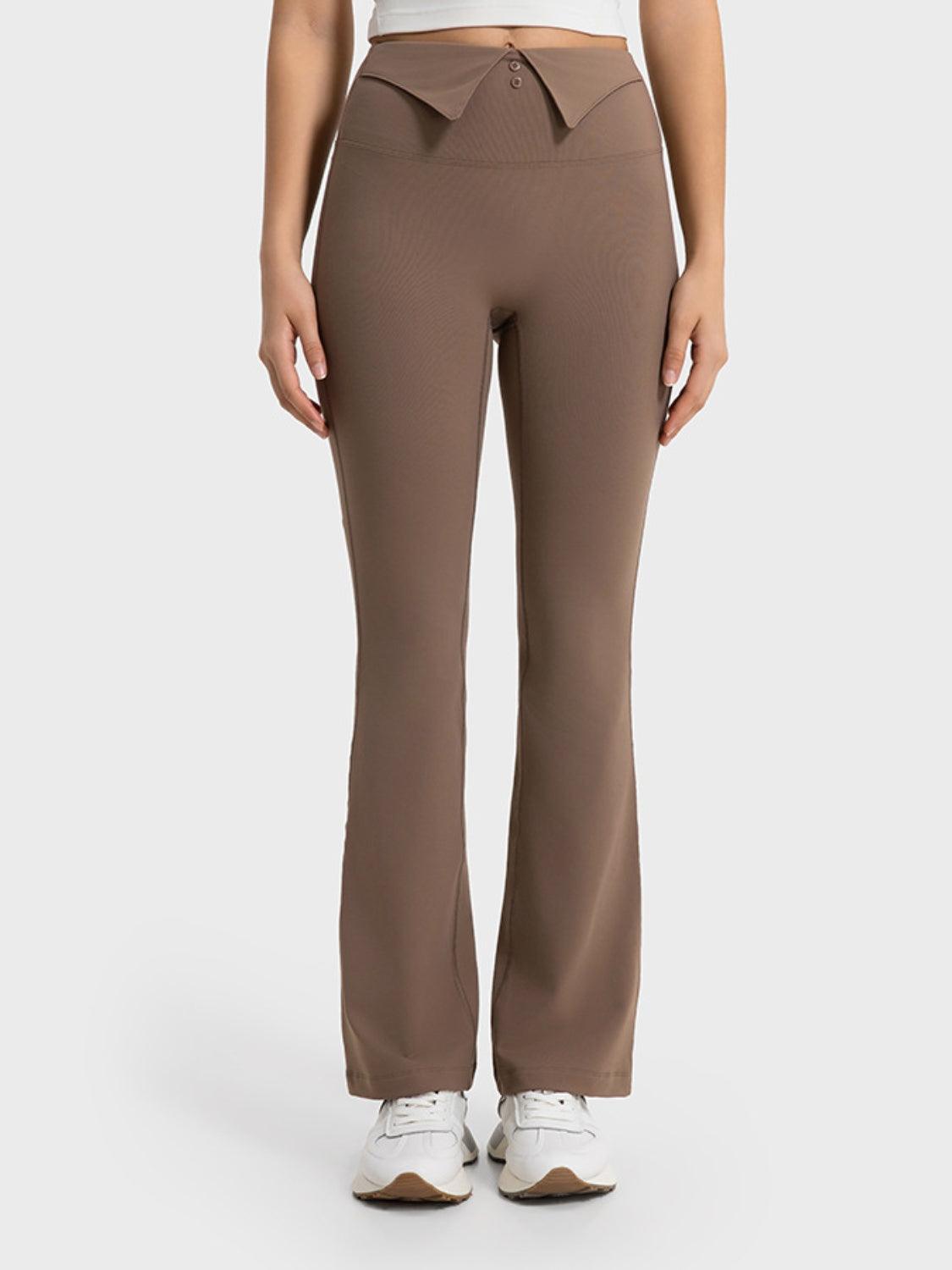 Millennia Wide Waistband Bootcut Sport Pants Taupe