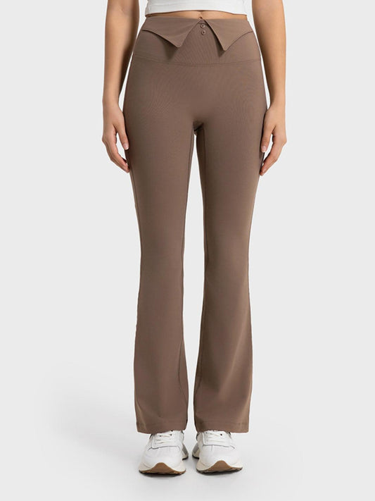 Millennia Wide Waistband Bootcut Sport Pants Taupe
