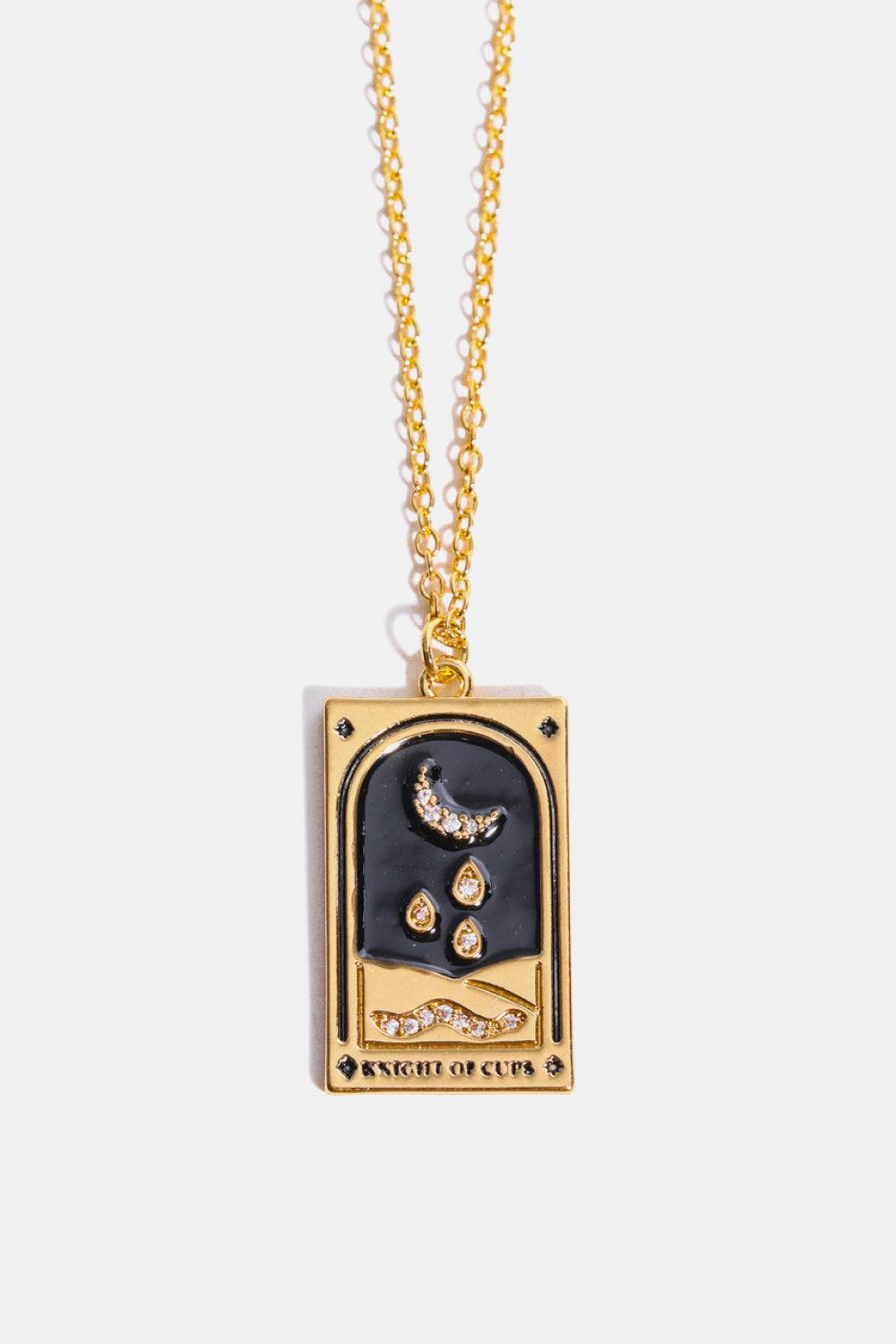 Tarot Card Pendant Stainless Steel Necklace Knights Of The Holy Grail One Size