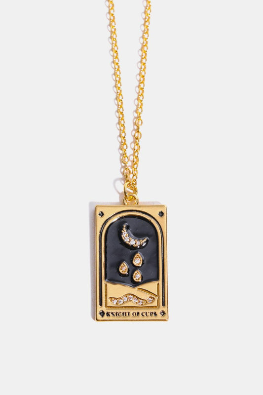 Tarot Card Pendant Stainless Steel Necklace Knights Of The Holy Grail One Size