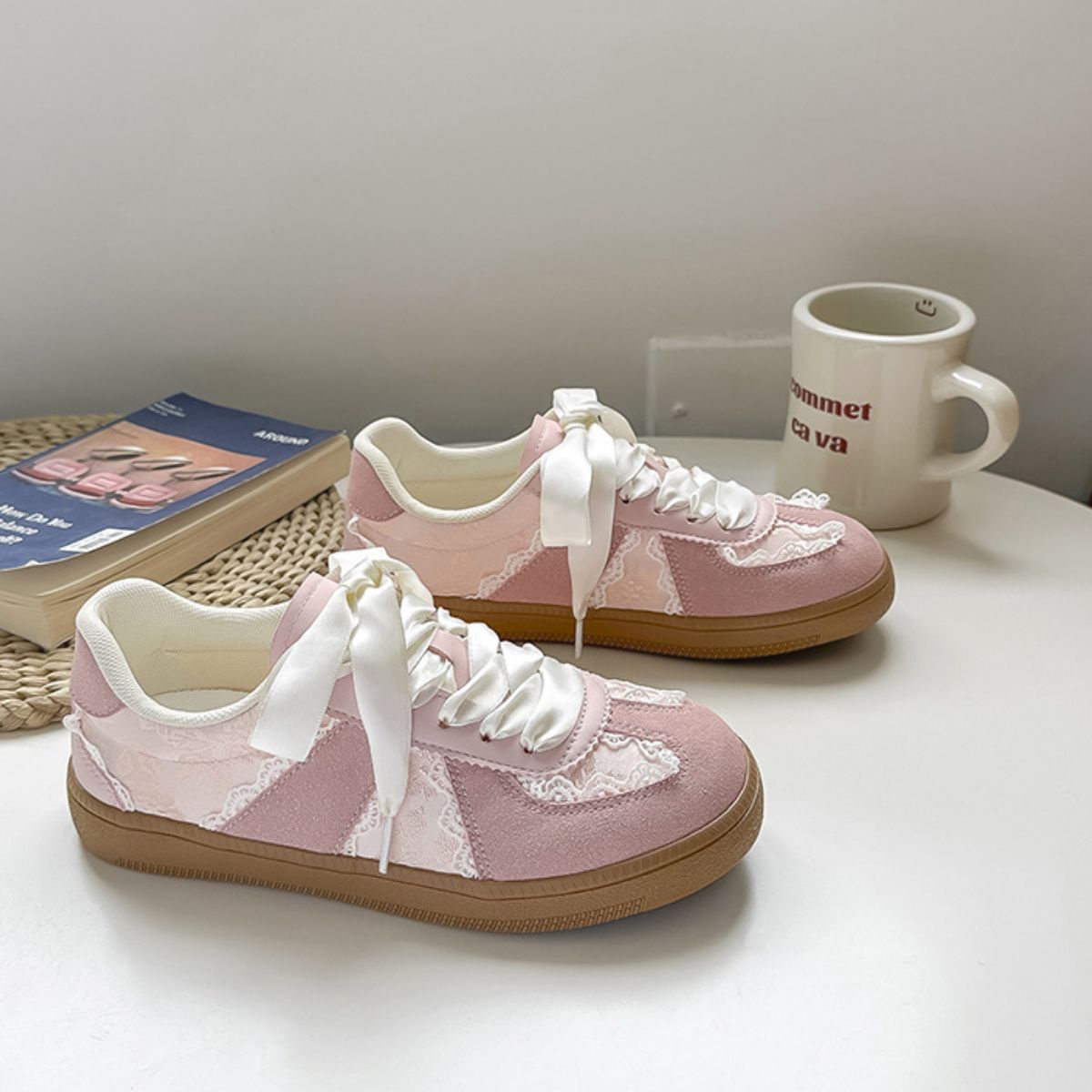 Round Toe Flats Sneakers Pink