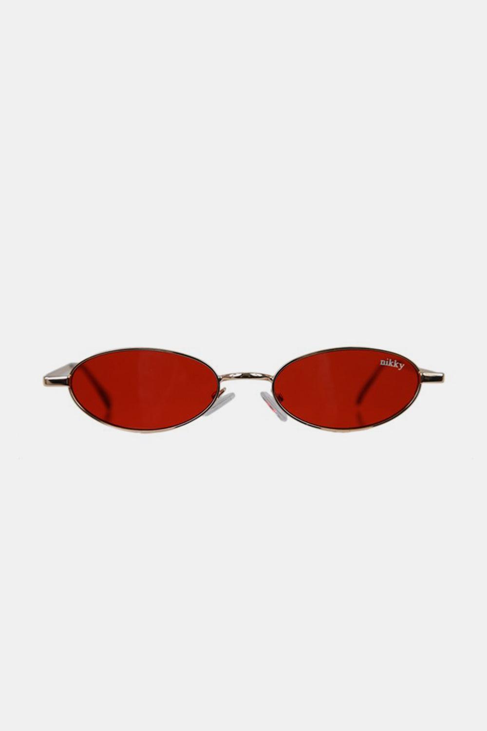 Nicole Lee USA Metal Frame Finley Oval Sunglasses Red One Size