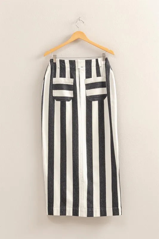 HYFVE Striped Pocket Detail Maxi Skirt
