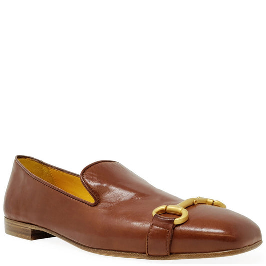Cognac Leather Square Toe Loafer