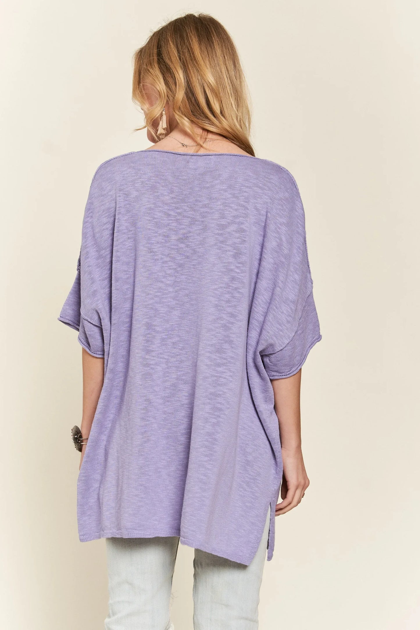 ADORA Drop Shoulder Loose Fit Knit Tunic Top