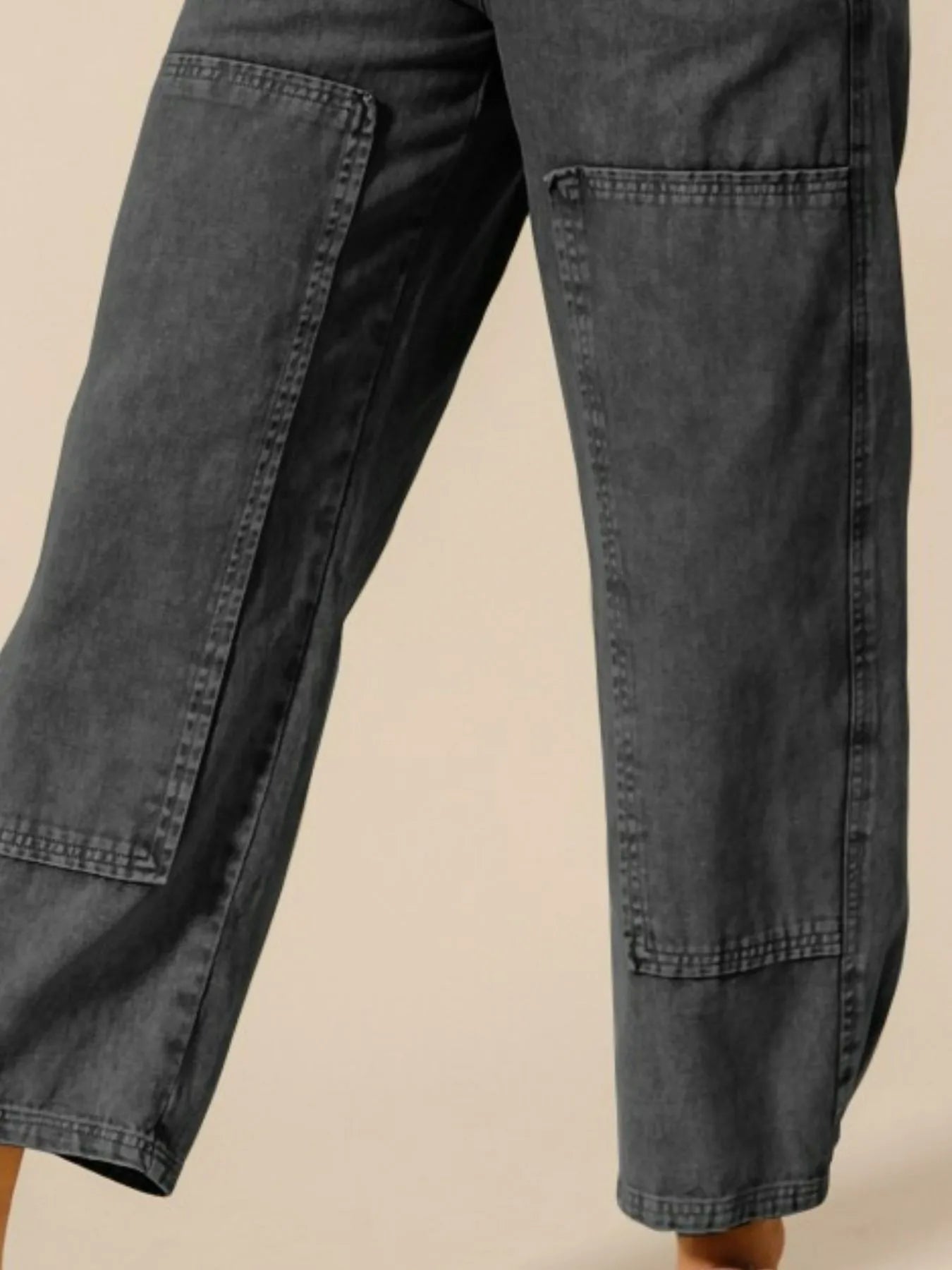 SO ME Mineral Washed Mid Rise Barrel Shape Pants