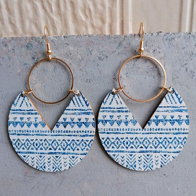 Ms.Pac-Man Shape Wooden Dangle Earrings Style D One Size