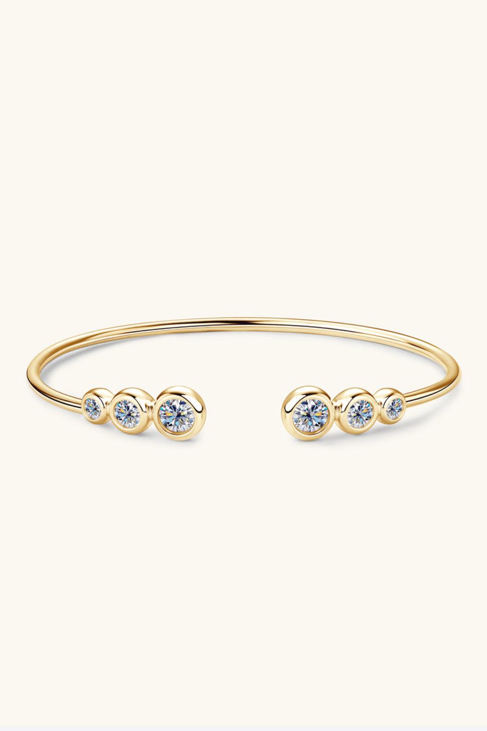 1.8 Carat Moissanite 925 Sterling Silver Bracelet Gold One Size
