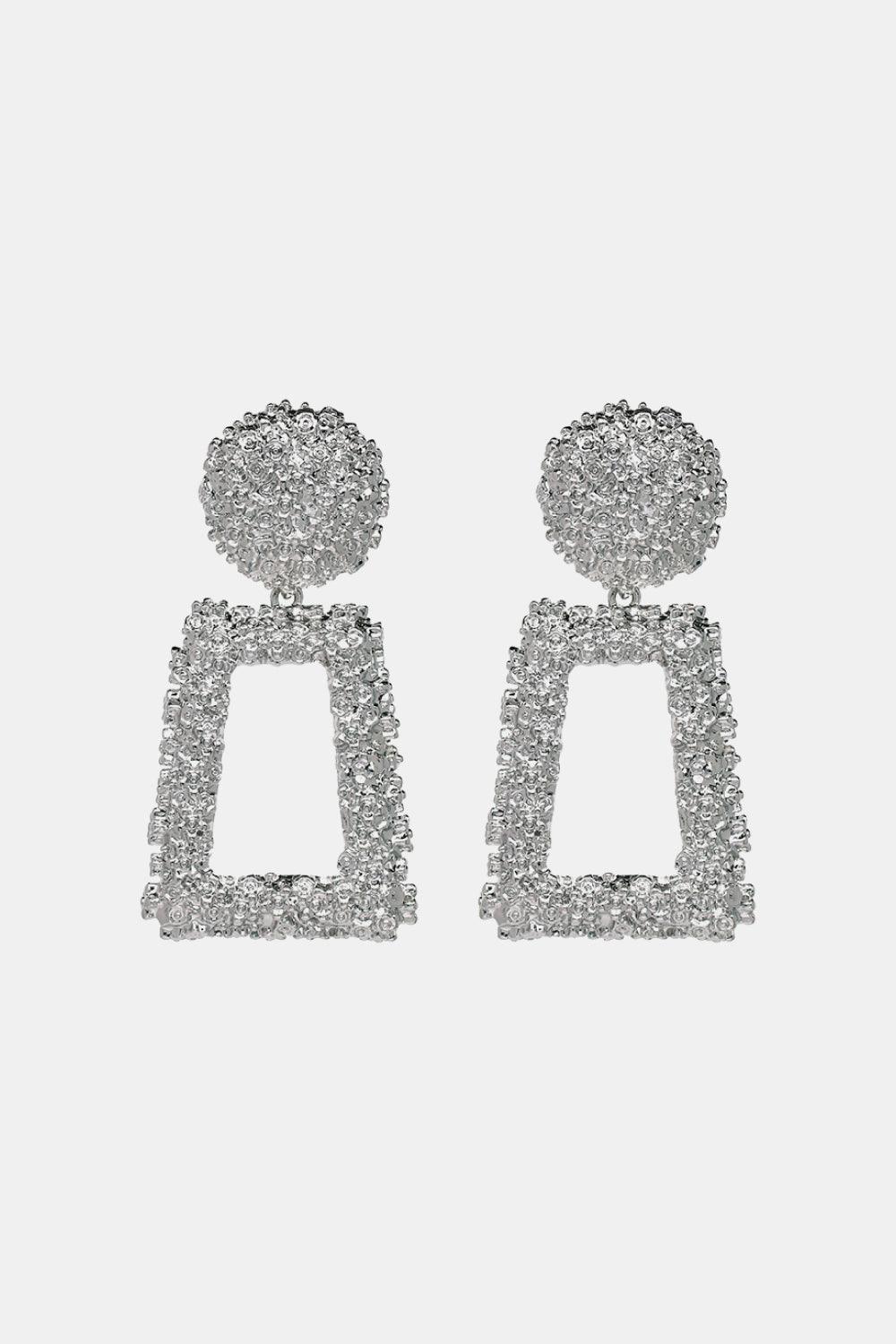 Geometrical Shape Zinc Alloy Dangle Earrings Silver One Size