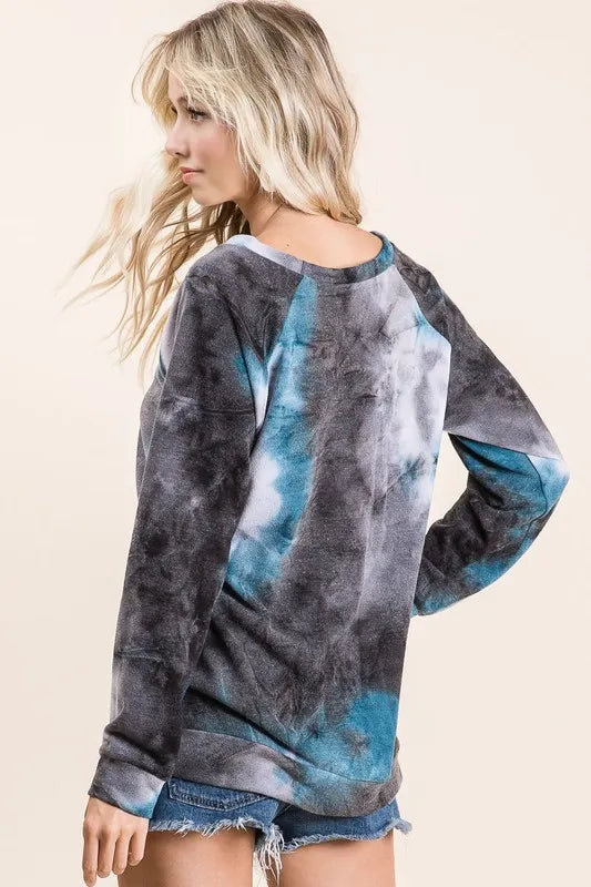 BiBi Tie Dye Sweater Knit Top
