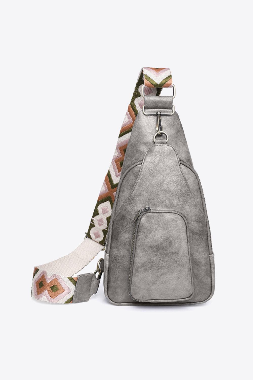 Adored Take A Trip PU Leather Sling Bag Mid Gray One Size